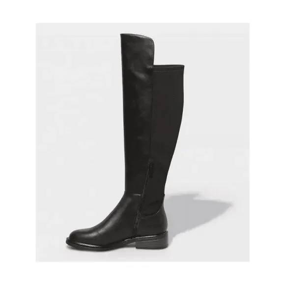 Women's Tall Hope Riding Side Zip Boots Black Size 6 - Picture 2 of 3